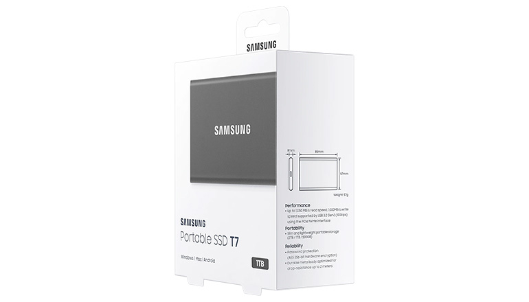 Portable SSD Samsung T7 1TB Titan Gray (MU-PC1T0T/WW)