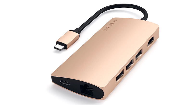 Satechi Aluminum Type-C Multi-Port Adapter 4K with Ethernet V2 Gold (ST-TCMA2G)