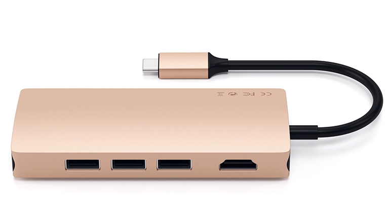 Satechi Aluminum Type-C Multi-Port Adapter 4K with Ethernet V2 Gold (ST-TCMA2G)