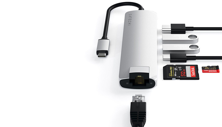 Хаб Satechi Aluminum Type-C Slim Multi-Port with Ethernet Adapter Silver (ST-UCSMA3S)