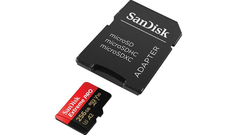 Карта памяти SanDisk 256GB microSDXC C10 UHS-I U3 R170/W90MB/s Extreme Pro V30 + SD адаптер (SDSQXCY-256G-GN6MA)