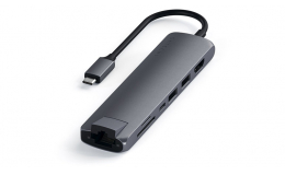 Satechi Aluminum Type-C Slim Multi-Port with Ethernet Adapter Space Gray (ST-UCSMA3M)