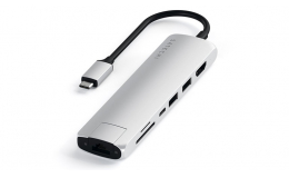 Хаб Satechi Aluminum Type-C Slim Multi-Port with Ethernet Adapter Silver (ST-UCSMA3S)