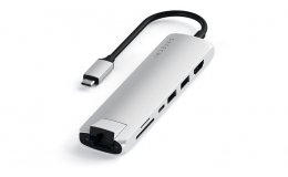 Хаб Satechi Aluminum Type-C Slim Multi-Port with Ethernet Adapter Silver (ST-UCSMA3S)