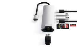 Хаб Satechi Aluminum Type-C Slim Multi-Port with Ethernet Adapter Silver (ST-UCSMA3S)