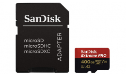 SanDisk Extreme Pro Micro SDXC UHS-I U3 A2 V30 Memory Card and Adapter (400GB)