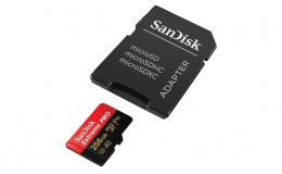 SanDisk 256GB microSDXC C10 UHS-I U3 R170/W90MB/s Extreme Pro V30 + SD адаптер (SDSQXCY-256G-GN6MA)