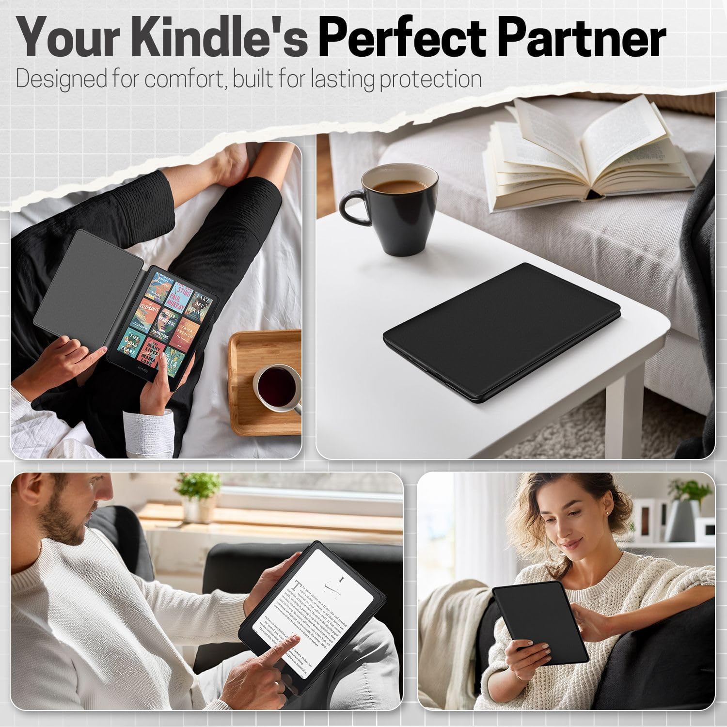 TNP Case for Kindle Paperwhite 12th Generation 2024 or Kindle Colorsoft SE Black v5