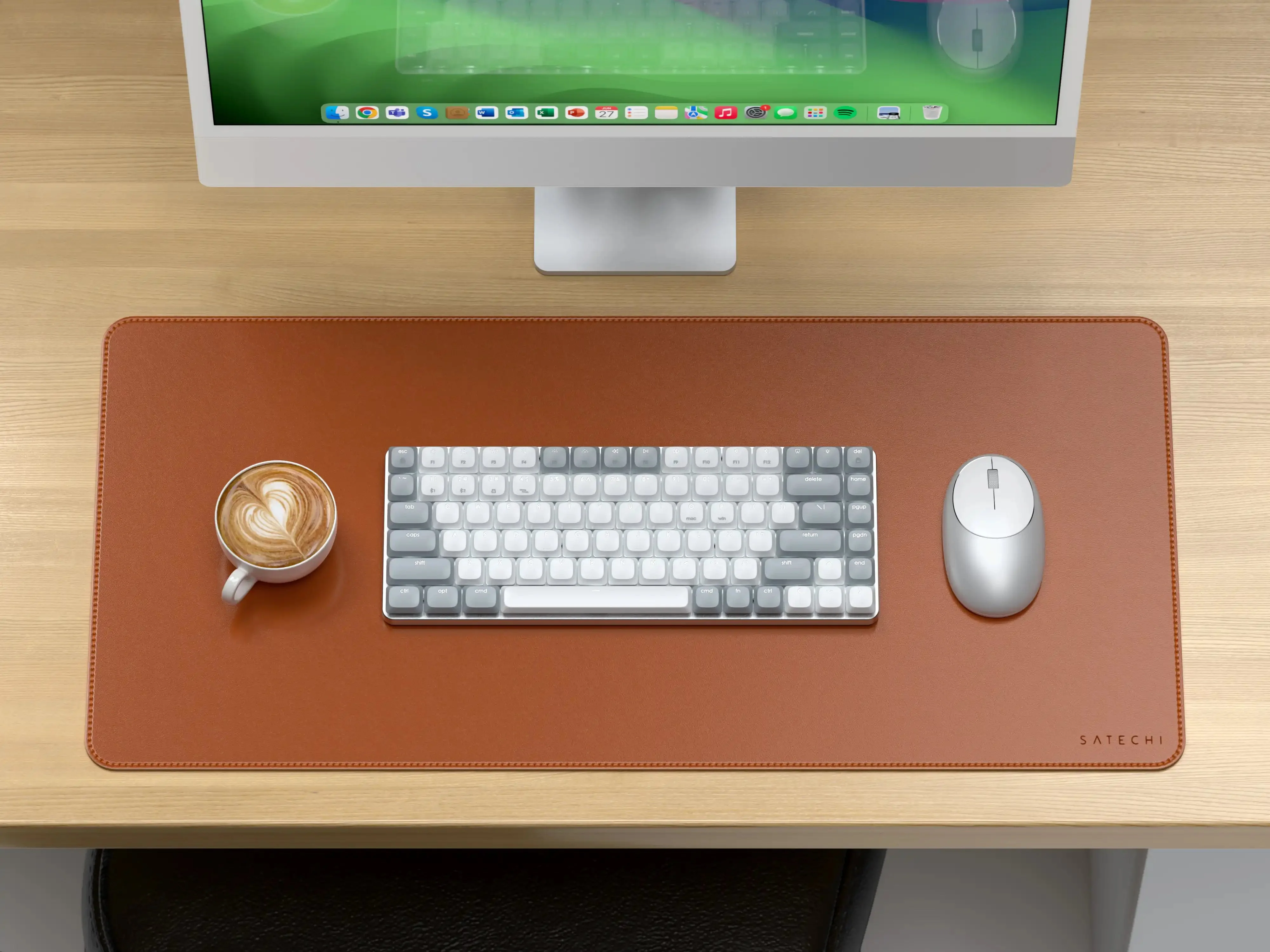 vegan leather premium desk mat satechi Brown