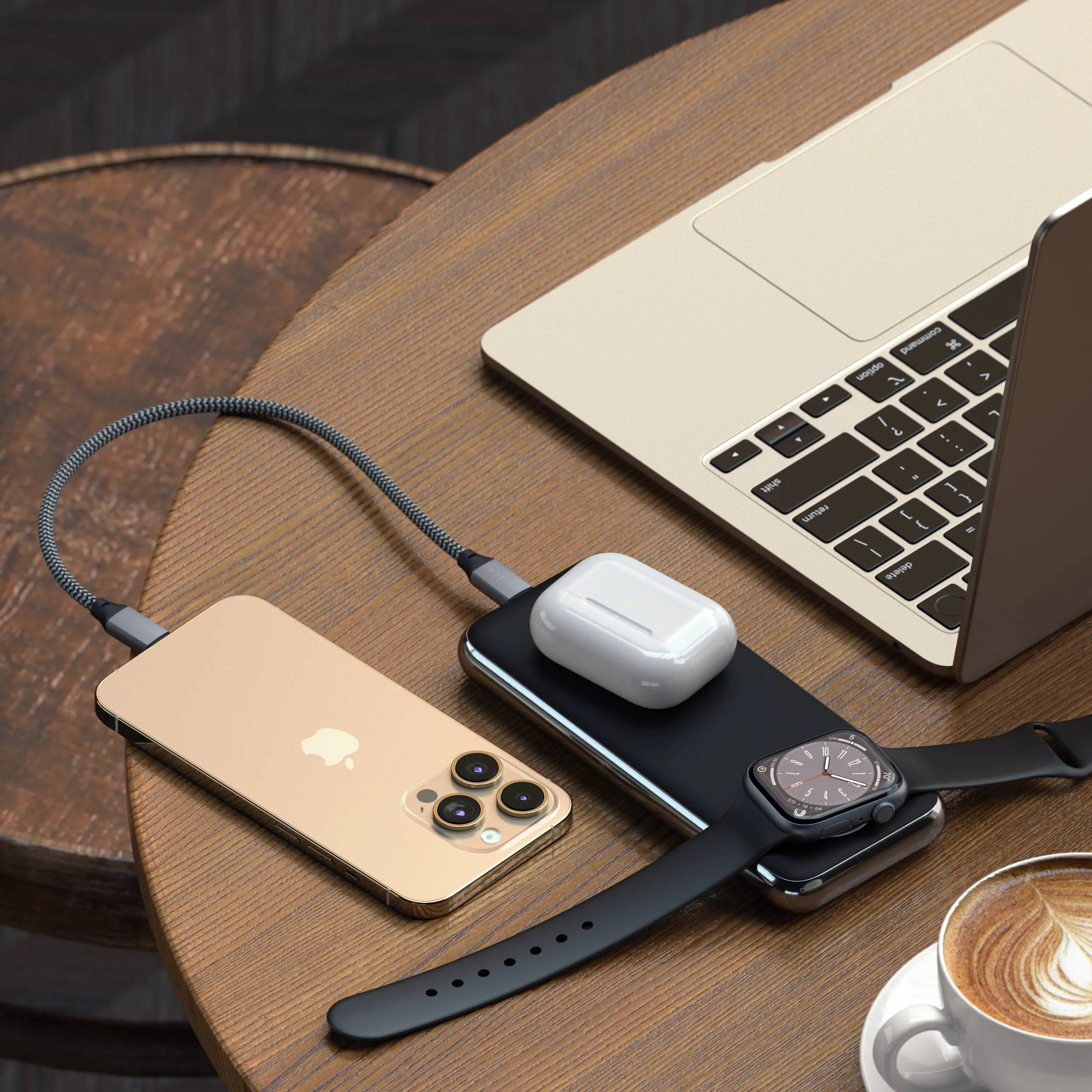 quatro wireless wood desk